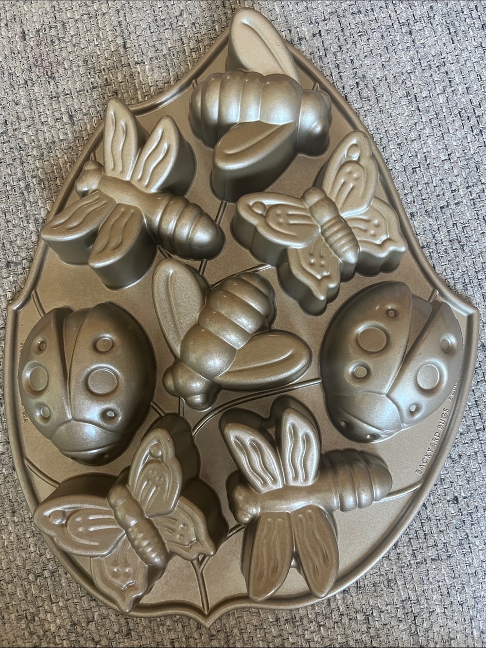 Nordic Ware Metallic Gold Insect Cake Pan - Bee Butterfly Ladybug Dragonfly